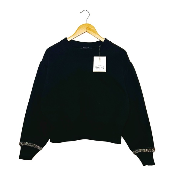All Saints | NWT Black Embellished Robin Sweater - Picture 5 of 10